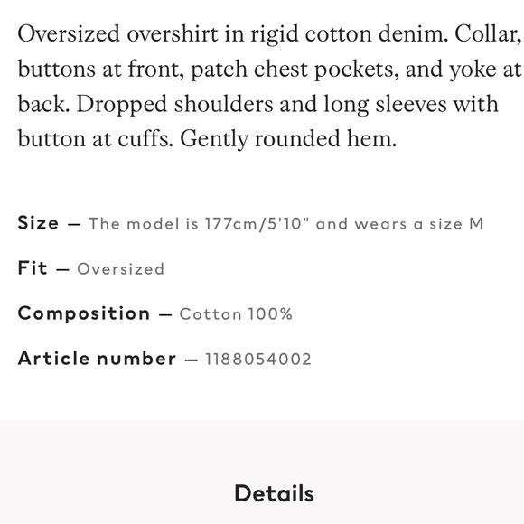 H&M Denim Oversize Overshirt Shacket - Picture 6 of 8